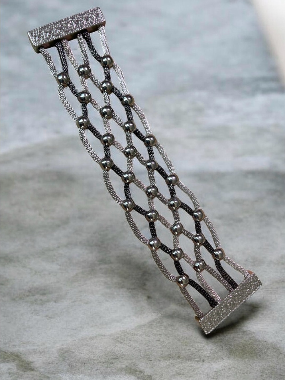 Silver multi-strand mesh chain bracelet
